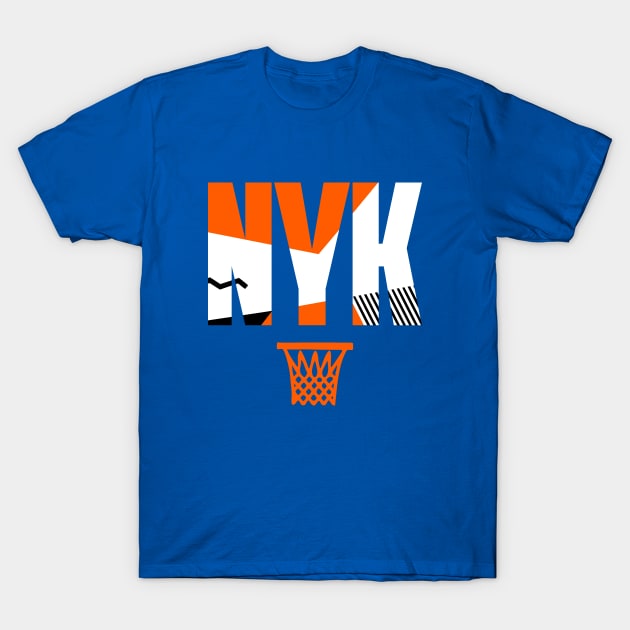 Retro NY Basketball Art T-Shirt by funandgames